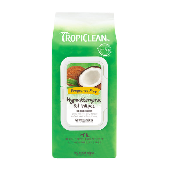 Tropiclean Hypoallergenic Wipes - Fragrance Free